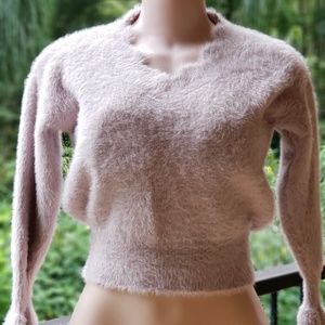 NWT 100% Mink Hair Crop Sweater Lilac S/M